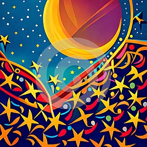 colorful abstract pop art of night sky photo