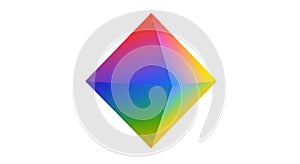 Vibrant Rainbow Geometric 3D Shape on White Background