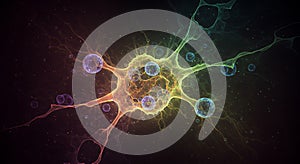 Colorful abstract representation of a single neuron