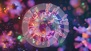 Colorful Abstract Representation of a Virus in a Digital Environment