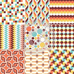 Colorful abstract retro stylish seamless geometric cushion pattern
