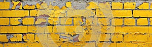 Colorful Abstract Rustic Brick Wall Texture for Architecture Backgrounds, Banners, and Panoramas - Yellow Painted Stonework