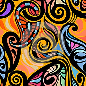 Colorful abstract seamless paisley pattern