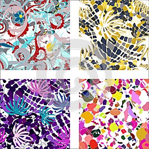 Colorful abstract seamless patterns