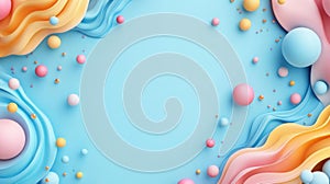 Colorful abstract shapes border on a vibrant background