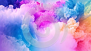 Colorful abstract smoke background. Colorful cloud of ink in water, Colored powder explosion, Abstract close-up dust on the