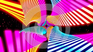 Colorful abstract spiral tunnel in space. Neon illuminated tunnel
