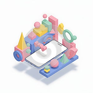 Colorful abstract surrounding smartphone