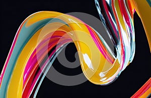 Colorful abstract swirls flowing on black background