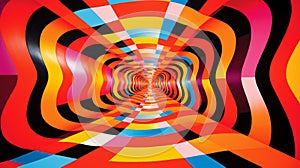 Colorful Abstract Tunnel: Distorted Proportions And Playful Perspective