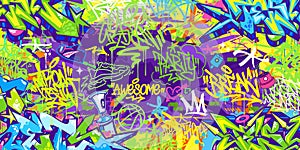 Colorful Abstract Urban Style Hiphop Graffiti Street Art Vector Illustration Background Template