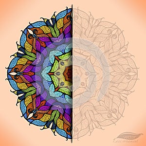 Colorful abstract vector circular lace.