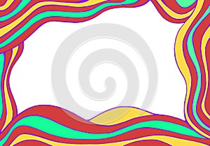 Colorful abstract vector fantasy hand-drawn waves frame