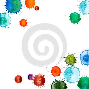 Colorful abstract vector ink paint splats