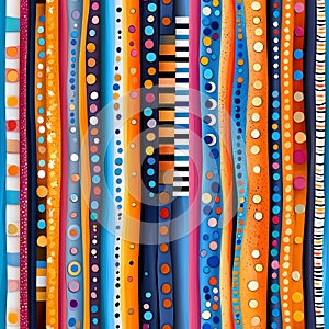 Colorful Abstract Vertical Stripes and Dots Pattern