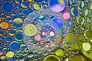 Colorful abstract water oil bubbles background. Multicolored stylish backdrop