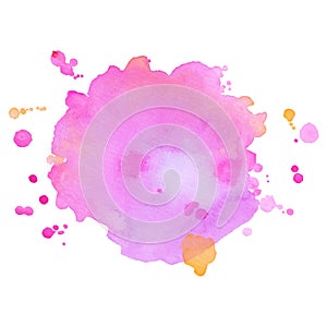 Colorful abstract watercolor stain with splashes and spatters. Modern creative background for trendy design.