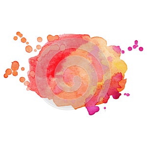 Colorful abstract watercolor stain with splashes and spatters. Modern creative background for trendy design.