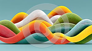 Colorful abstract wave shapes with smooth curves and textured lines create calm and dynamic visual flow in this digital art