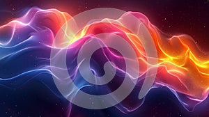 Colorful abstract waves of light in a dark background