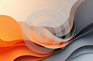 Colorful abstract waves with smooth curves and layered design in warm orange and