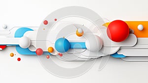Colorful abstract waves and spheres on white background