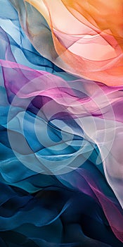 Colorful Abstract Waves of Translucent Fabric Layers