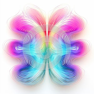 Colorful Abstract Wavy Butterfly On White Background