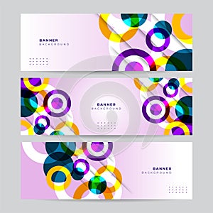 Colorful abstract wide banner background with circles. Vector abstract graphic design banner pattern background template