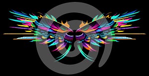Colorful abstract wings on isolated background