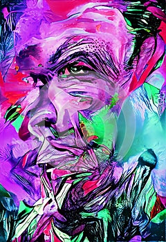 Digital painting of tribute to the Frank Sinatra photo