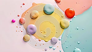Colorful acrylic moving paint drops and stains