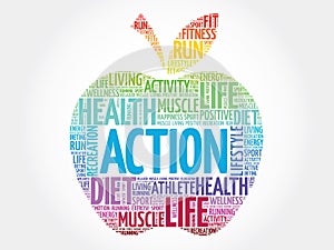 Colorful Action apple word cloud