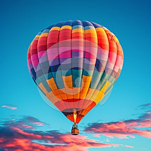 Colorful adventure Vibrant hot air balloon soars in mid air