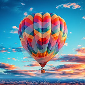 Colorful adventure Vibrant hot air balloon soars in mid air