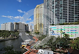 Colorful aerial view of Fort Lauderdale`s Riverfront