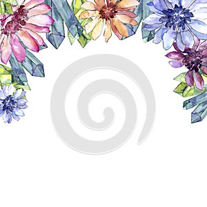 Colorful african daisy. Floral botanical flower.Frame border ornament square.