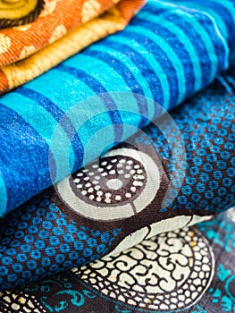 Colorful African fabric form Tanzania