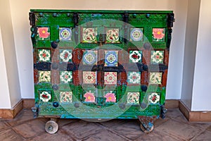 A colorful african furniture with drawers at stone town