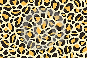 Colorful african leopard animalistic fur texture seamless pattern. Bright colorful spotted exotic predator wallpaper