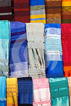 Colorful agave silk scarfs in Marrakesh