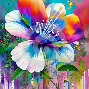 Colorful Ai Surreal flower