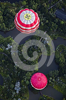 Colorful air balloon flying in the sky of Chiangmai