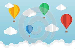 Colorful Air Balloons on sky with cloud.