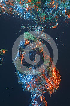 Colorful air bubble in water