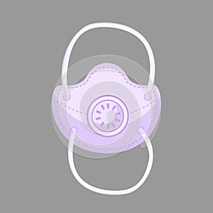 Colorful air pollution N95 face mask, man or woman medical mask vector