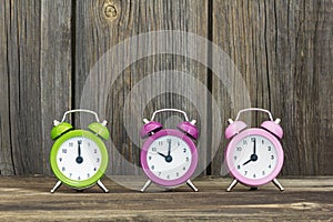 Colorful alarm clocks