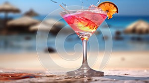 Colorful Alcoholic Cocktail isolated on a background with a space for a text.