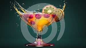 Colorful Alcoholic Cocktail isolated on a background with a space for a text.