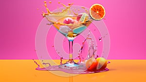 Colorful Alcoholic Cocktail isolated on a background with a space for a text.